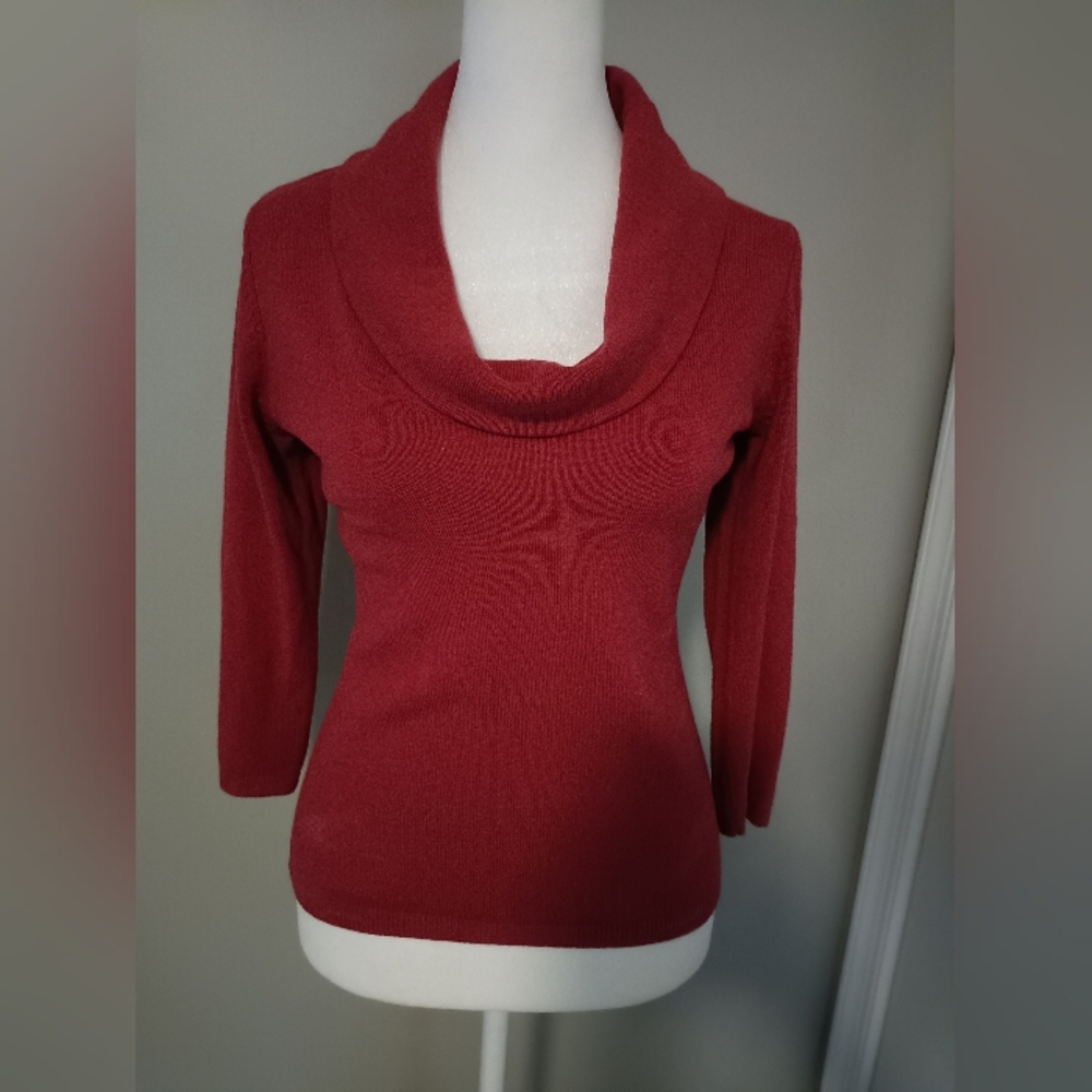 New York & Company Pink Cowl Neck Sweater